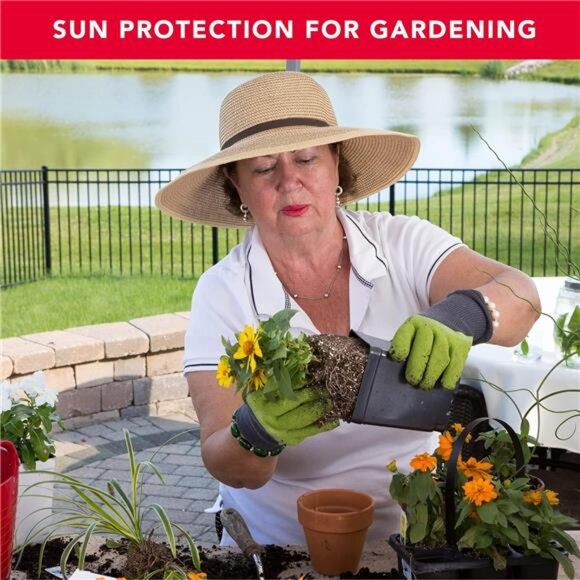 Women Floppy Sun Hat with Wide Brim—Foldable Roll-Up Straw Beach Hat UPF 50 - Picture 6 of 7